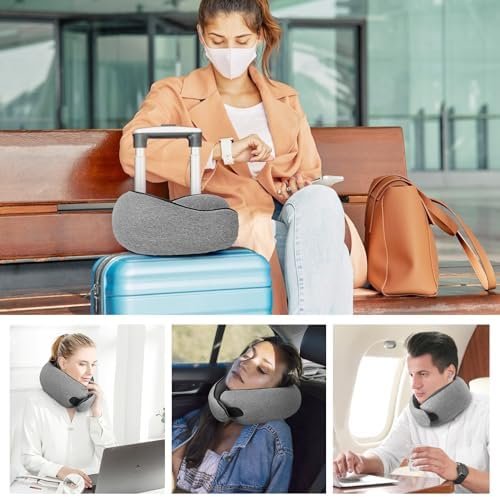 2024 New Travel Pillow, Neck Pillow Airplane, Neck Pillow, Memory Foam Travel Pillow, Travel Neck Pillow, Airplane Travel Essentials, Grey - Image 7