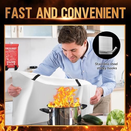 Elecshion Emergency Fire Blanket for Home and Kitchen Fire Extinguishers for The House x10 Fiberglass Fireproof Blanket Fire Retardant Blankets Grease Spray for Home - Image 2