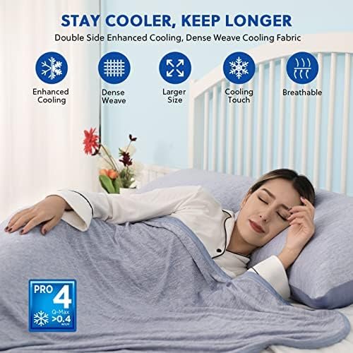 HOMFINE Cooling Blankets for Hot Sleepers - Summer Blanket Thin Lightweight Breathable Soft Double Side Blanket for Bed Couch Sofa, Keep Cool for Night Sweats (Blue, 50 x 70 inches) - Image 2
