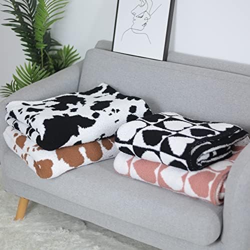 Viviland Throw Blanket - Fuzzy Checkerboard Grid Throw Blanket, Knitted Soft Cozy Warm Microfiber Blanket Decor for Couch Sofa Bed Travel Home (Brown & White Cow, 50''x 60'') - Image 8