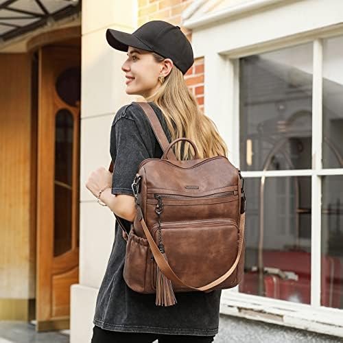 CLUCI Backpack Purse for Women Large Womens Backpack Leather Travel Backpack Fashion Backpack Purse Designer Ladies Shoulder Bags with Tassel Two-toned Brown - Image 7