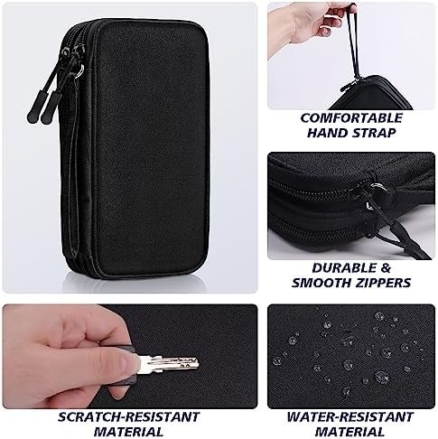 Electronics Organizer Travel Case, Travel Accessories Essentials for Men Women, Cord Organizer Travel Tech Pouch, Waterproof Double Layers Storage Bag for Cable, Charger, Phone, Earphone, Black - Image 4