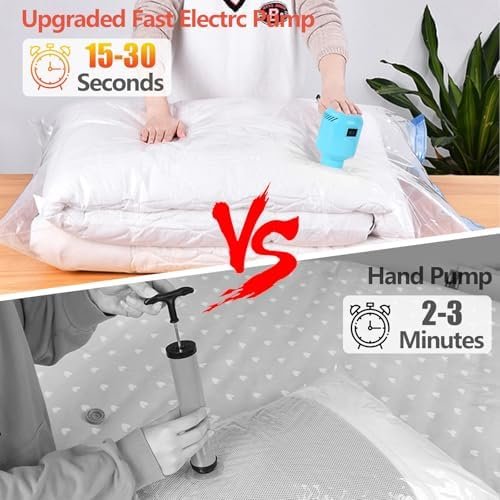 Morecoo Vacuum Seal Bags for Clothing,10 Pack Vacuum Storage Bags (5 Jumbo/5 Large) with Electric Pump,Packing Cubes Compression Space Saver for Comforters,Blankets - Travel Essentials - Image 3