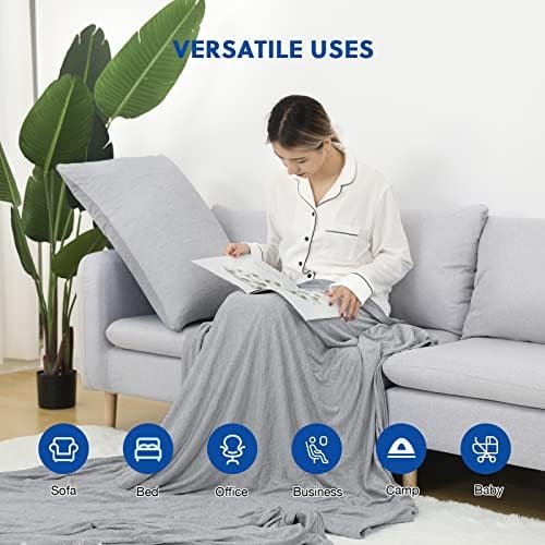 HOMFINE Cooling Blankets for Hot Sleepers - Summer Blanket Thin Lightweight Breathable Soft Double Side Enhanced Blanket for Bed Couch Sofa, Keep Cool for Night Sweats (Grey, 60 x 80 inches) - Image 4
