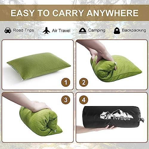 Ivellow Memory Foam Travel Pillow Compressible Camping Pillow for Sleeping Shredded Memory Foam Pillow Compact Firm Supportive Small Pillow for Adults Kids Outdoor Backpacking Hiking Essential Gear-M - Image 7