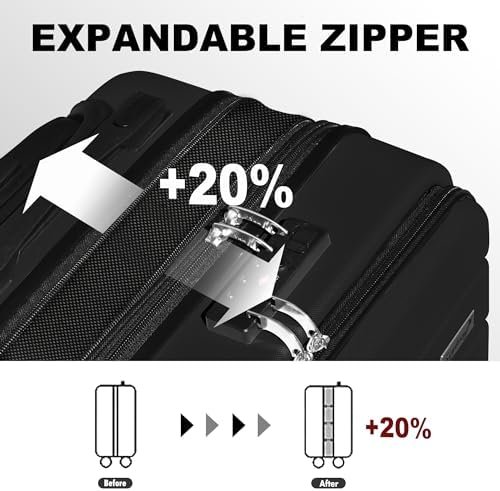 Explorer Lightweight Hardside Expandable Luggage Spinner Wheels Suitcase W/TSA Lock, Black, Carry on-3 Pieces - Image 5