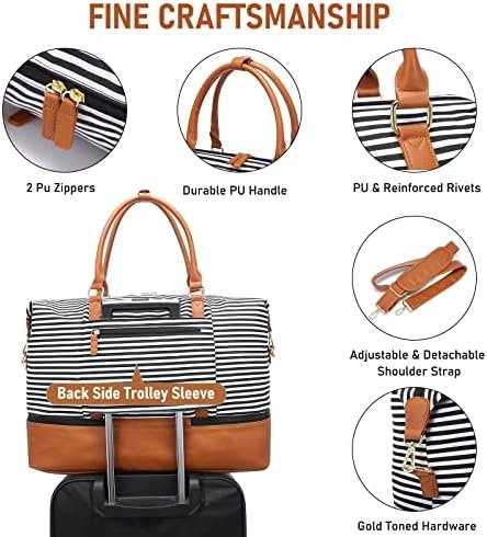 Sucipi Weekender Bags for Women Canvas Travel Duffle Bag with Shoe Compartment Overnight Bag Carry on Gym Duffel with Toiletry Bag for Traveling Weekend Hospital Bags for Labor and Delivery - Image 4