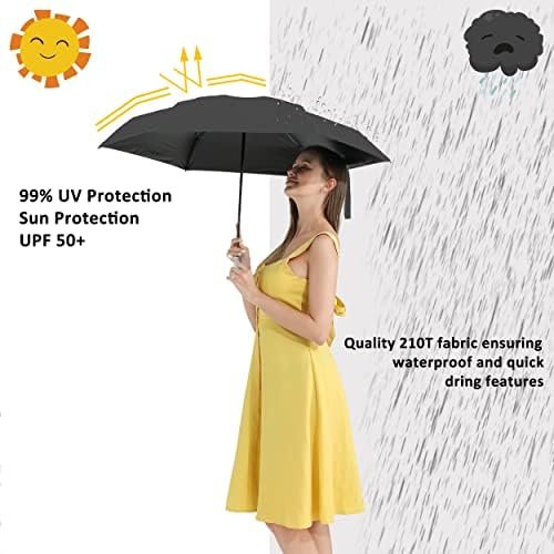 BAODINI Travel Mini Umbrella for Purse With Case-Small Compact UV Umbrella Protection Sun-Lightweight Tiny Pocket Umbrella UPF 50+ for Women, Girls - Image 3