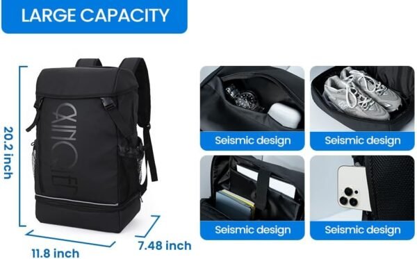 Travel, Hiking Backpack, Carry On Backpack with Shoe Pouch, Large Capacity 15.6inch Water Resistant, Anti Theft, Business, College, Flight Approved Backpack - Image 4