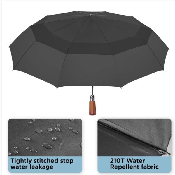 Satol 55 Inch Automatic Open Golf Umbrella, Oversize Windproof Waterproof Large Double Canopy Vented 10 Ribs Folding Travel Umbrella, UPF 50+ UV Protection Sun Compact Umbrellas for Women Men - Image 4