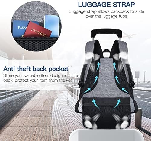Large Travel Backpack, Mens Laptop Backpack, Big Backpack 17 inch, Large Capacity Computer Backpack for Women, Travel Backpack Carry On Flight Approved, College School Business Work Backpacks, Grey - Image 5