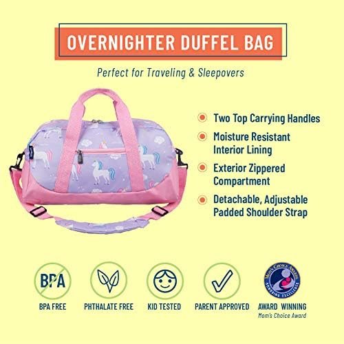 Wildkin Kids Overnighter Duffel Bags for Boys & Girls, Perfect for Early Elementary Sleepovers Duffel Bag for Kids, Carry-On Size & Ideal for School Practice or Overnight Travel Bag (Unicorn) - Image 2