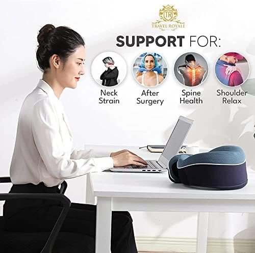 Neck Pillow Head, Chin, Neck 360° Support Pillow Adjustable 100% Pure Memory Foam Pillow for Airplanes, Car & Home, Ergonomic Design Full Neck Surround Bundle Eyecover & Earplugs (Navy) - Image 7
