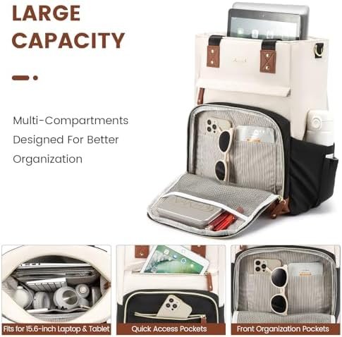 LOVEVOOK Laptop Backpack for Women, 15.6 Inch Work Backpack with Laptop Compartment, Waterproof Computer Backpack for College, Travel, Commuter - Image 4