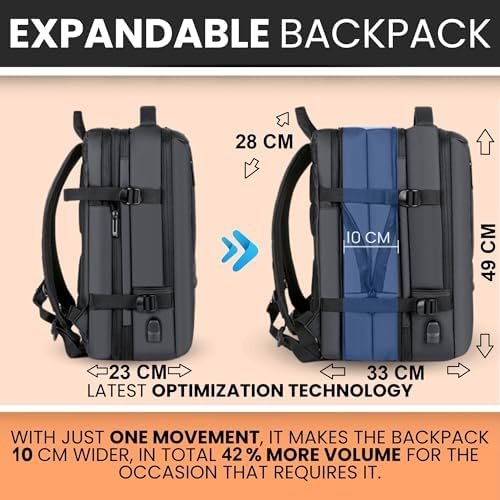 ALTOS OFFICE AND HOME. Expandable & Carry on Backpack, Extra Large 45L Airline Approved TSA, Synthetic Leather, Multiple Compartments, For Laptops up to 17", Water and scratch resistant, Comfortable - Image 5