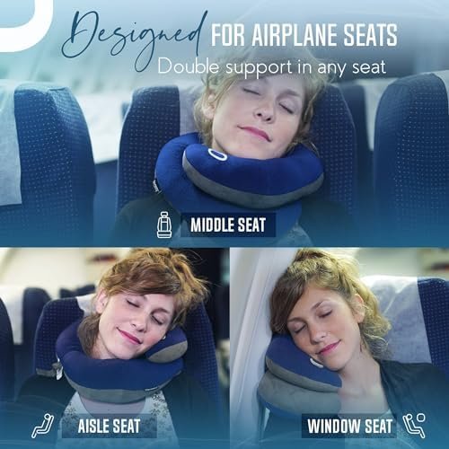 BCOZZY Neck Pillow for Travel Provides Double Support to The Head, Neck, and Chin in Any Sleeping Position on Flights, Car, and at Home, Comfortable Airplane Travel Pillow, Large, Black - Image 2