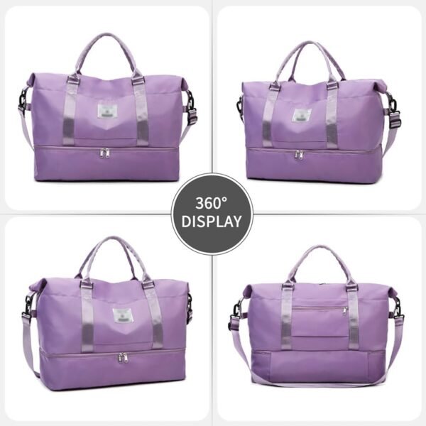 Valleycomfy Travel Duffel Bags with Shoes Compartment,Large Travel Duffel Bag,Weekender Overnight Bag with Toiletry Bag,Purple - Image 2