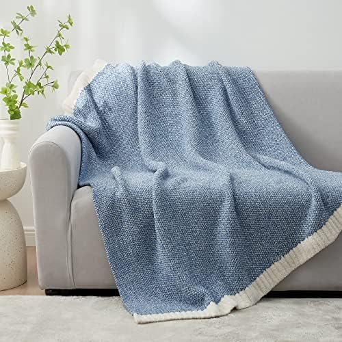 Snuggle Sac Blue Throw Blankets for Couch, Reversible Super Soft Warm Blankets Cozy Knit Blanket Fuzzy Plush Lightweight Throws for Sofa, Bed, Picnic, Heather Blue, 50 x 60 inches - Image 3
