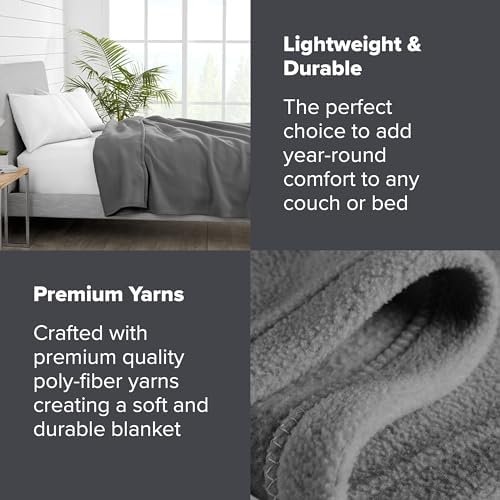 Bare Home Polar Fleece Blanket - Full/Queen Blanket - Grey - Warm & Cozy - Premium Fleece Blanket - Blanket for Bed, Sofa, Camping, Travel and Cold Nights - Lightweight Blanket (Full/Queen, Grey) - Image 3