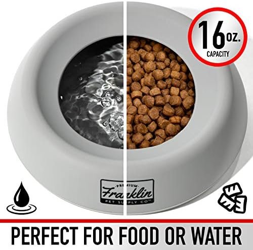 Franklin Sports Spill Proof Portable Pet Bowl For Cars - No Splash Travel Water + Food Dish for Dogs + Cats - 16 oz. - BPA Free,White , Gray - Image 3