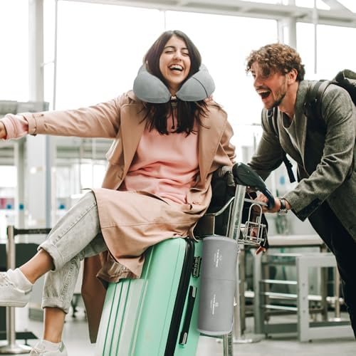 Travel Pillow and Blanket Set Neck Pillow Airplane Memory Foam for Traveling Compact with Bag Grey - Image 6