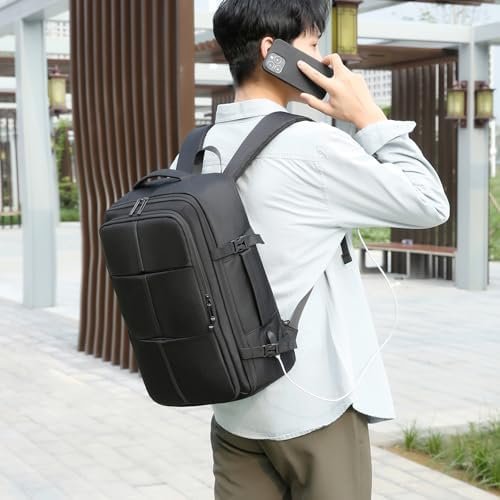 Travel Backpack for Men Business Computer Large Backpack Suitcase for Travel with USB Charging Port, Work Laptop Bookbag for Women Office College School Bag, Black - Image 6