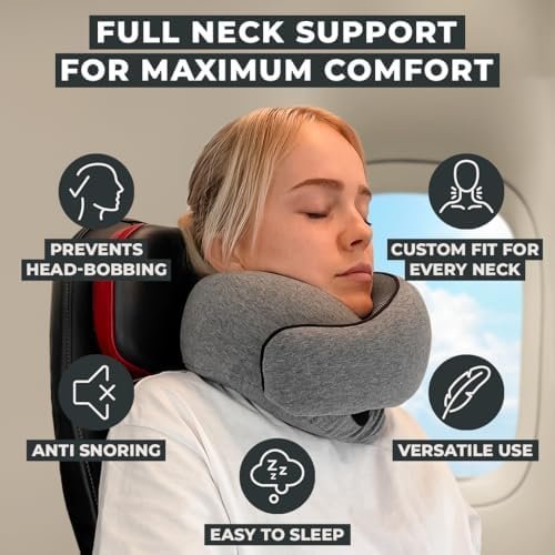 FlyHugz™ Neck Travel Pillow | Memory Foam Neck Pillow for Comfort on Airplane | Compact and Ergonomic Design for Travel, Car Rides, and Home Use | Ideal for Adults and Kids - Image 2
