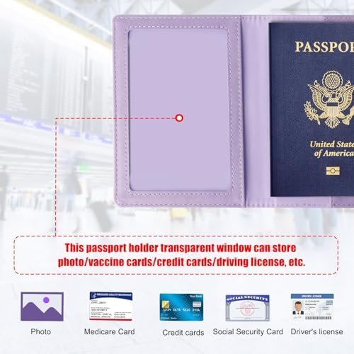 TIGARI Passport Holder for Travel, Slim Passport Cover for Women Men, Leather Passport Case Protector with Waterproof Slot, Family Vacation Plane Cruise Travel Essentials - Image 2