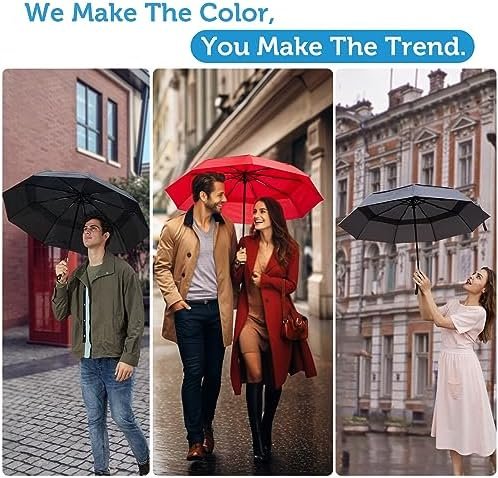 Portable Travel Umbrella: Windproof, Compact, and Folding Design - Heavy Duty, Automatic Open Close, Collapsible - Rain & Wind Resistant - Ideal for Car, Backpack, Men, Women. (42in/46in) - Image 8