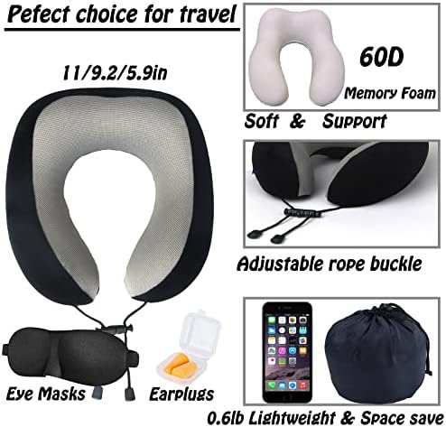 GOTDYA Travel Pillow,Travel Neck Pillows for Sleeping,100% Pure Memory Foam Soft Comfort & Support Pillow for Airplane/Car/Office&Home Rest Use-Black - Image 2