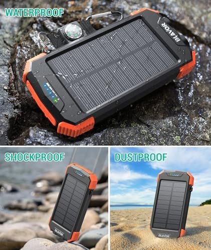 BLAVOR Solar Charger Power Bank 10,000mAh, Portable Wireless Charger, 20W Fast Charging External Battery Pack with USB C for Cell Phones, Solar Panel Charger with Dual Flashlight for Camping - Image 6