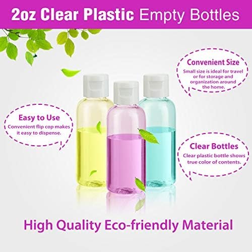 30 Pcs 2 oz Clear Plastic Empty Bottles, Travel Size Bottles with Flip Cap Small Bottles for Liquids Toiletries Shampoo Lotion Conditioner - Image 5