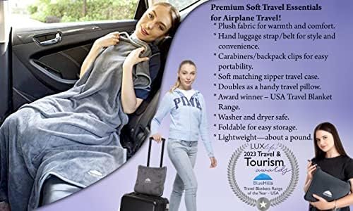 BlueHills Premium Soft Travel Blanket Pillow Airplane Flight Blanket Throw Bag Pillowcase Compact Large Blanket 2 in 1 Combo Warm Traveling Plane Essentials Portable Gifts Lightweight Grey Gray T007 - Image 9