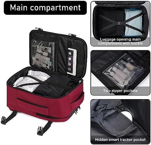ECOHUB 16'' Travel Backpack For Women Men Airline Approved Personal Item Travel Bag Travel Essentials Laptop Backpack Casual Daypack Small Hiking Backpack Lightweight Waterproof Backpack, Red - Image 5