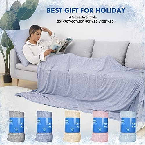 HOMFINE Cooling Blankets for Hot Sleepers - Summer Blanket Thin Lightweight Breathable Soft Double Side Blanket for Bed Couch Sofa, Keep Cool for Night Sweats (Blue, 50 x 70 inches) - Image 5