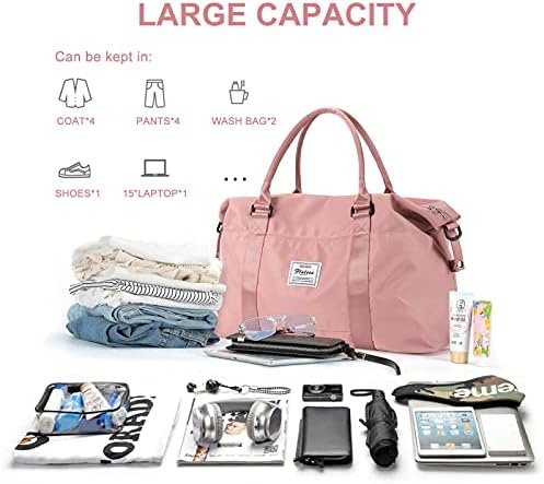 Womens travel bags, weekender carry on for women, sports Gym Bag, workout duffel bag, overnight shoulder Bag fit 15.6 inch Laptop Pink Large - Image 3