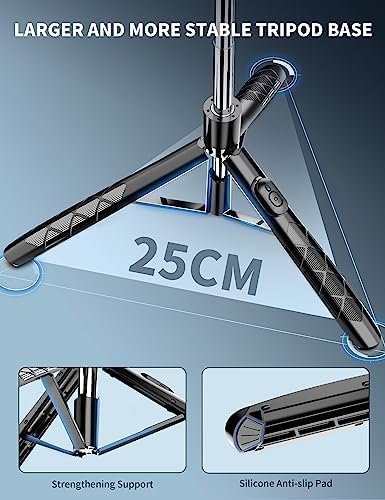 71" Phone Tripod & Selfie Stick, All in One Extendable Cell Phone Tripod with Wireless Remote, Tripod Stand for iPhone & Travel Tripod 360° Rotation Compatible with iPhone Android Phone, Camera - Image 3