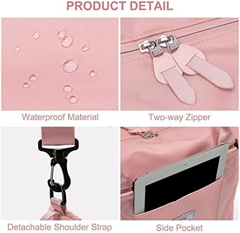 Womens travel bags, weekender carry on for women, sports Gym Bag, workout duffel bag, overnight shoulder Bag fit 15.6 inch Laptop Pink Large - Image 5