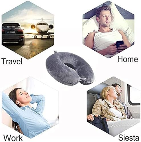 Travel Pillow Memory Foam Neck Pillow Support Pillow,Luxury Compact & Lightweight Quick Pack for Camping,Sleeping Rest Cushion (Grey) - Image 8