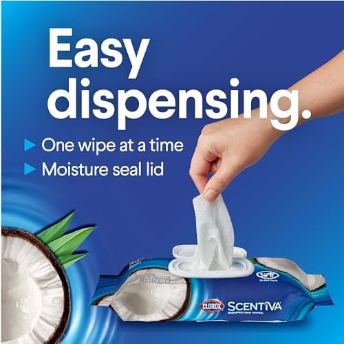 Clorox Scentiva Wipes, Bleach Free Cleaning Wipes, Household Essentials, Pacific Breeze & Coconut, 75 Count (Pack of 3) - Image 6