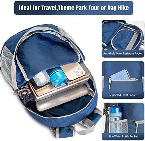 ZOMAKE Ultra Lightweight Hiking Backpack 20L - Packable Small Backpacks Water Resistant Daypack for Women Men(Navy Blue) - Image 3
