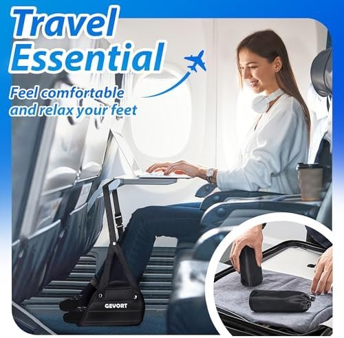Airplane Foot Hammock for Plane Travel - Airplane Foot Rest Travel Accessories Foot Rest for Air Travel - Airplane Travel Essentials for Women/Man Long Flight Must Haves - Travel Gifts for Women/Man - Image 2