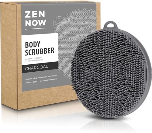 Silicone Body Scrubber - Loop Fin Bristles Loofah for Gentle Exfoliating & Lathering with Body Scrub & Wash, Durable & Hygienic, Deep Cleansing Exfoliator for All Skin Types - Shower Essential