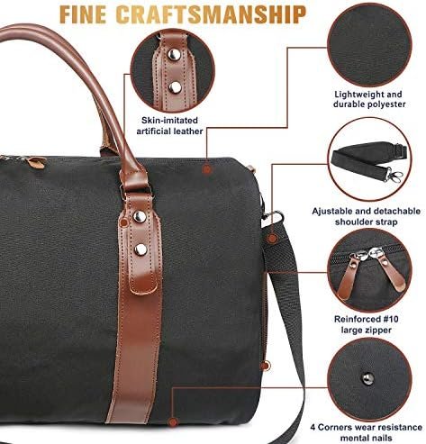 Oflamn Duffle Bag for Men Canvas Weekender Overnight Bag Carry On Luggage Travel Bag with Shoe Compartment and Toiletry - Image 3