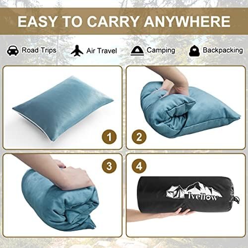Ivellow Memory Foam Travel Pillow Compressible Camping Pillow for Sleeping Shredded Memory Foam Pillow Compact Firm Supportive Travel Pillow for Adults Kids Outdoor Hiking Essential Gear Blue-M - Image 8