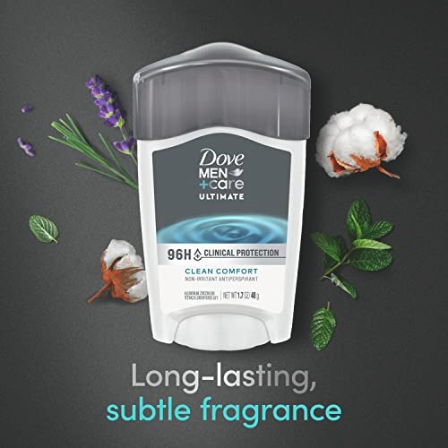 DOVE MEN + CARE Clinical Protection Antiperspirant Clean Comfort Stick for Men 96-Hour Sweat and Odor Protection Clinical Strength Antiperspirant with 1/4 Moisturizing Cream 1.7 oz - Image 5