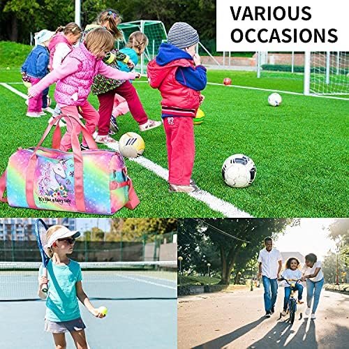 Duffle Bag for Girls Kids Gym Bag Women Workout Sports Travel Bag Weekender Overnight Bag with Shoe Compartment and Wet Pocket - Image 7