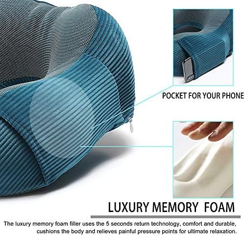Memory Foam Neck Pillow with 360-Degree Head Support Lightweight Comfortable Travel Airplane Pillow with Storage Bag for Sleeping, Traveling,Car, Train, Bus and Home Use(Blue) - Image 4