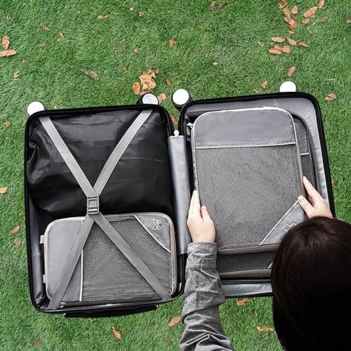 Barsine Packing Cubes Set of 7 Compression Suitcase Luggage Organizer Bags for Travel Accessories, Black - Image 6