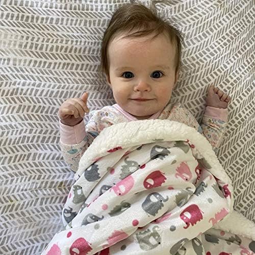 EVERYDAY KIDS Large Ultra Soft Gray and Pink Elephant Minky Baby Blanket for Girls Mink and Sherpa Toddler and Baby Girl Blanket Measures 30 x 40”; Trendy Animal Elephant Baby Nursery Decor - Image 3